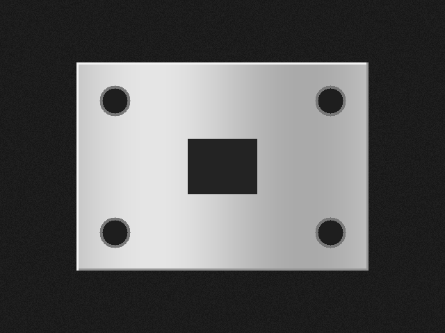 A reflective metal substrate with a low-contrast feature